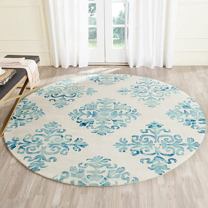 Safavieh Dip Dye Ddy720Q Ivory / Light Blue Damask Area Rug