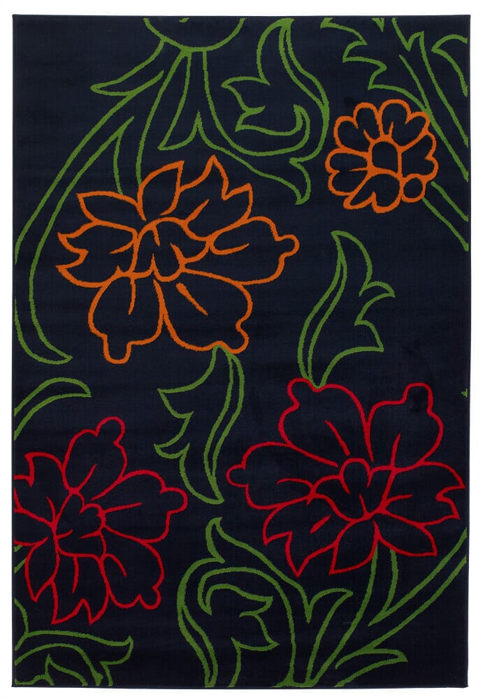Chandra Dersh Der22405 Black / Green / Orange / Red Floral / Country Area Rug