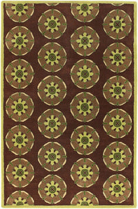 Chandra Dharma Dha7520 Brown / Green / Beige Geometric Area Rug