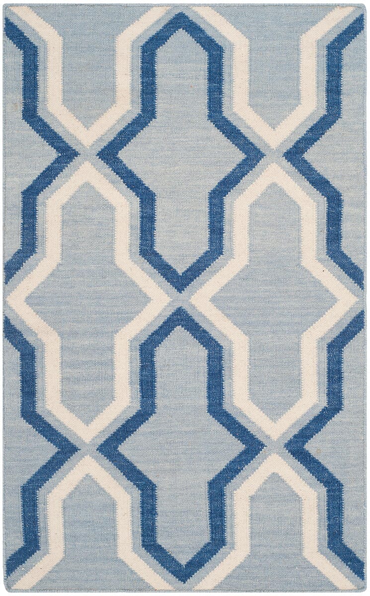 Safavieh Dhurries Dhu559B Light Blue / Dark Blue Geometric Area Rug