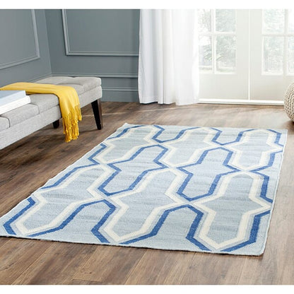 Safavieh Dhurries Dhu559B Light Blue / Dark Blue Geometric Area Rug