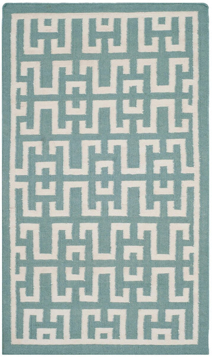 Safavieh Dhurries Dhu621A Seafoam / Ivory Geometric Area Rug