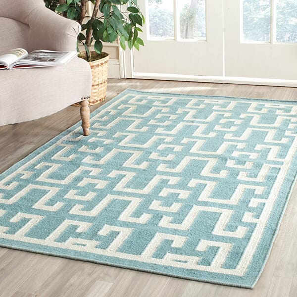 Safavieh Dhurries Dhu621A Seafoam / Ivory Geometric Area Rug