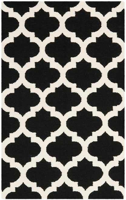 Safavieh Dhurries Dhu623A Black / Ivory Geometric Area Rug