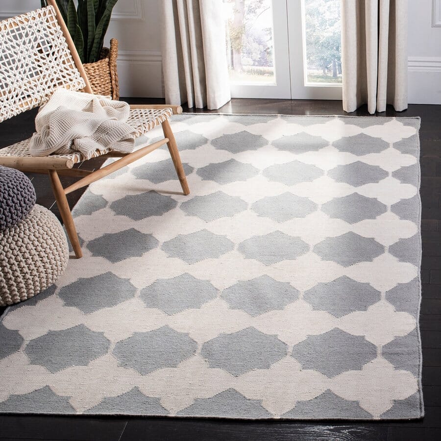 Safavieh Dhurries Dhu624B Grey / Ivory Geometric Area Rug