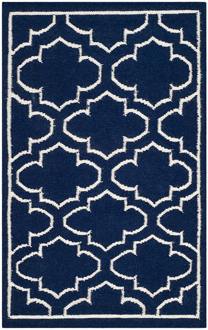 Safavieh Dhurries Dhu625D Navy / Ivory Geometric Area Rug