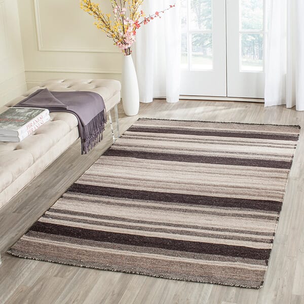 Safavieh Dhurries Dhu628A Natural / Black Striped Area Rug