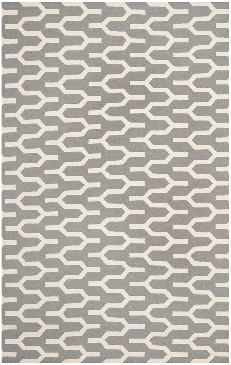 Safavieh Dhurries Dhu630A Silver / Ivory Damask Area Rug