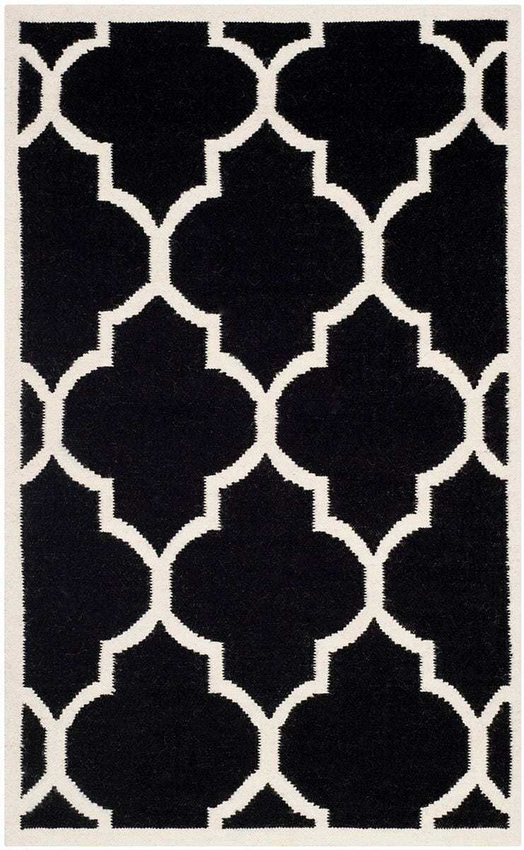 Safavieh Dhurries Dhu632A Black / Ivory Geometric Area Rug