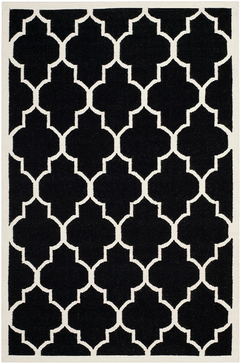 Safavieh Dhurries Dhu632A Black / Ivory Geometric Area Rug