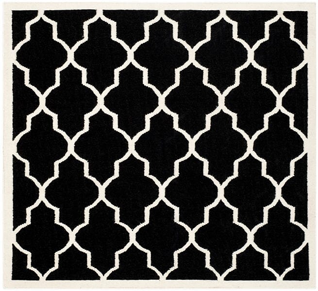 Safavieh Dhurries Dhu632A Black / Ivory Geometric Area Rug