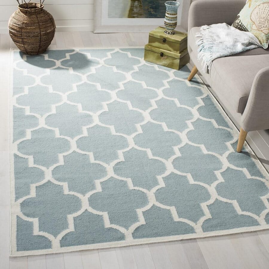 Safavieh Dhurries Dhu632C Light Blue / Ivory Geometric Area Rug