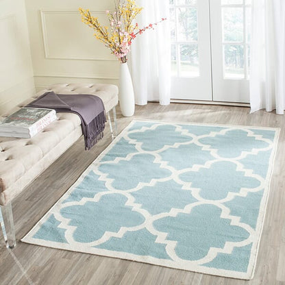 Safavieh Dhurries Dhu633C Light Blue / Ivory Geometric Area Rug