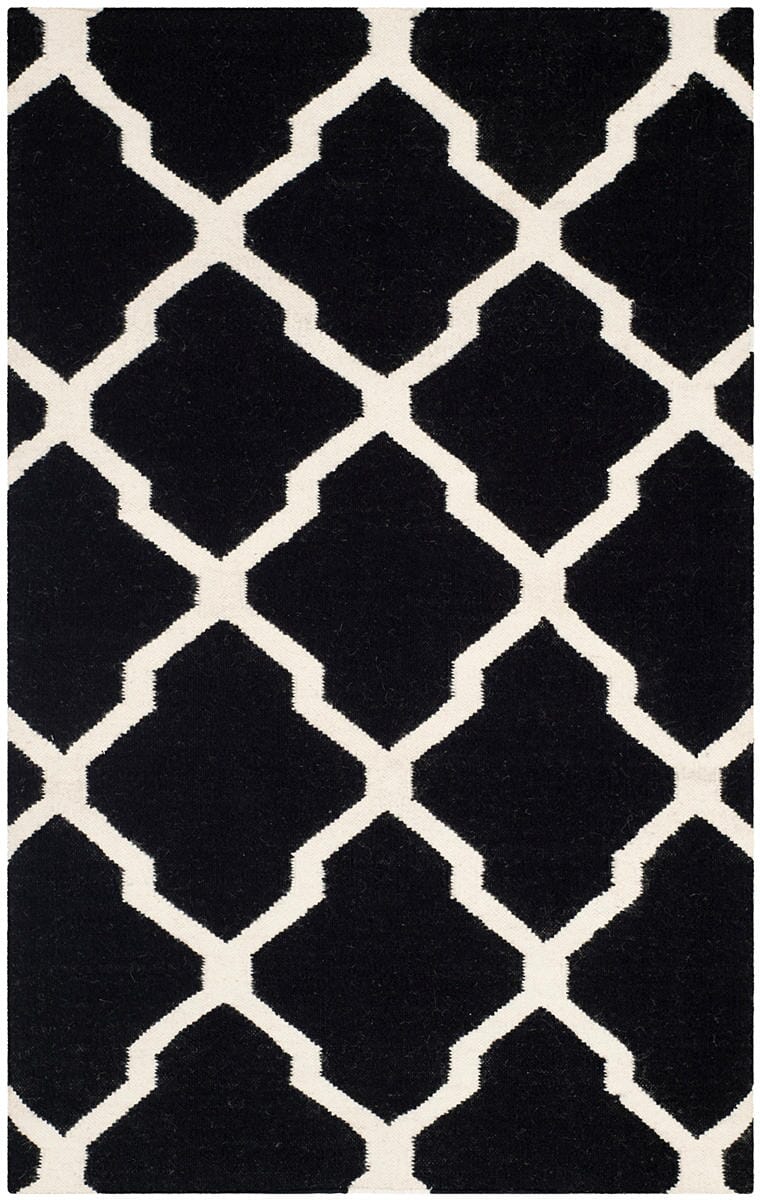 Safavieh Dhurries Dhu634A Black / Ivory Geometric Area Rug