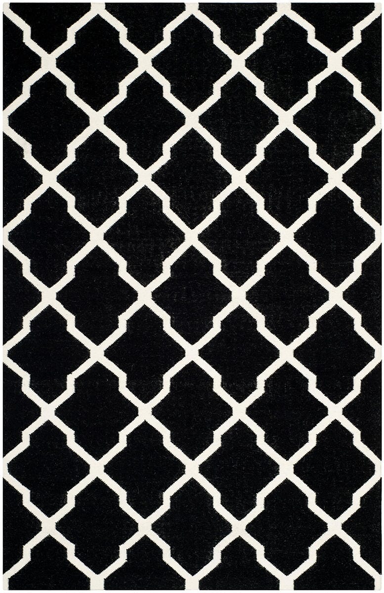 Safavieh Dhurries Dhu634A Black / Ivory Geometric Area Rug