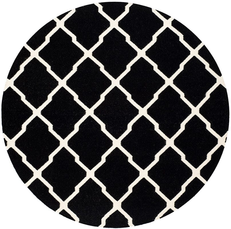 Safavieh Dhurries Dhu634A Black / Ivory Geometric Area Rug