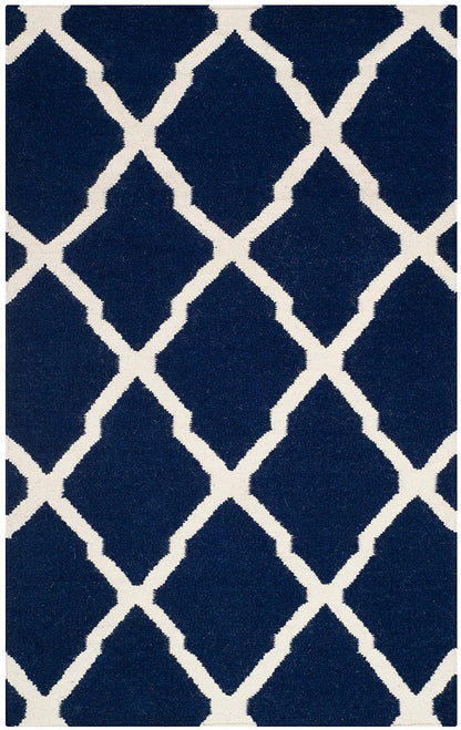 Safavieh Dhurries Dhu634D Navy / Ivory Geometric Area Rug