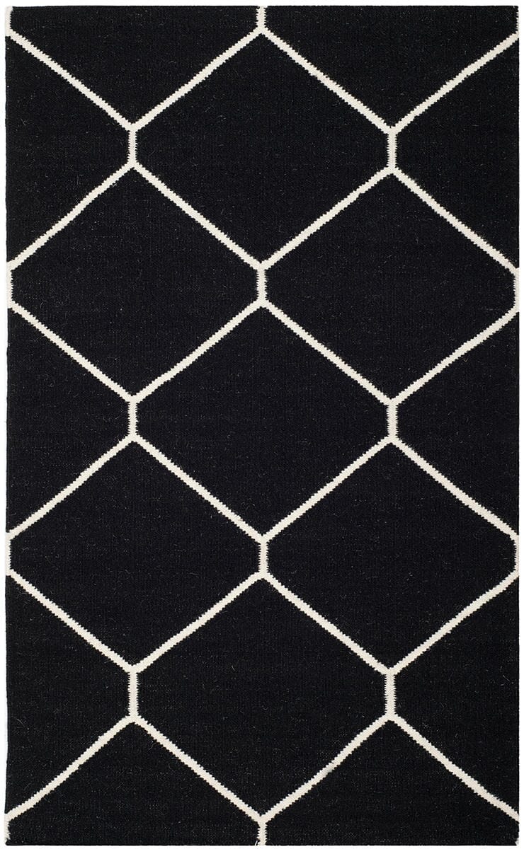 Safavieh Dhurries Dhu635A Black / Ivory Geometric Area Rug