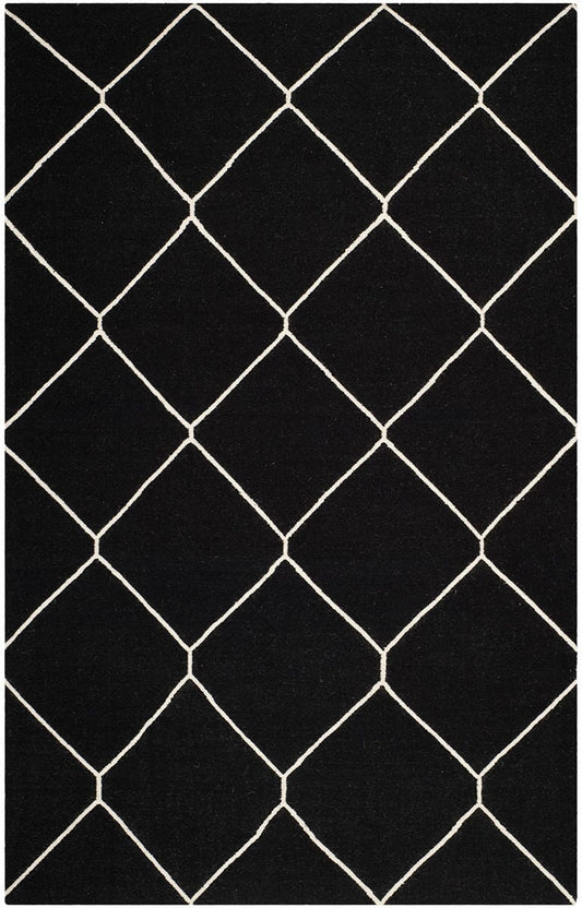 Safavieh Dhurries Dhu635A Black / Ivory Geometric Area Rug