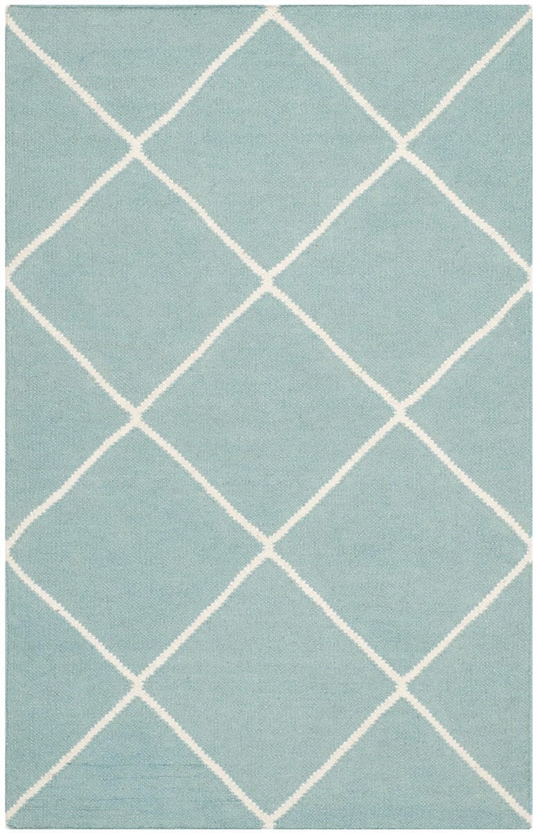 Safavieh Dhurries Dhu635C Light Blue / Ivory Geometric Area Rug