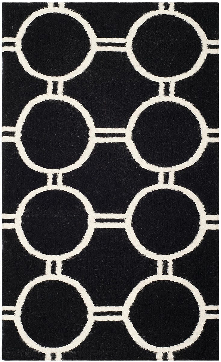 Safavieh Dhurries Dhu636A Black / Ivory Geometric Area Rug