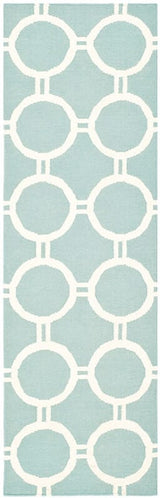 Safavieh Dhurries Dhu636C Light Blue / Ivory Rugs.