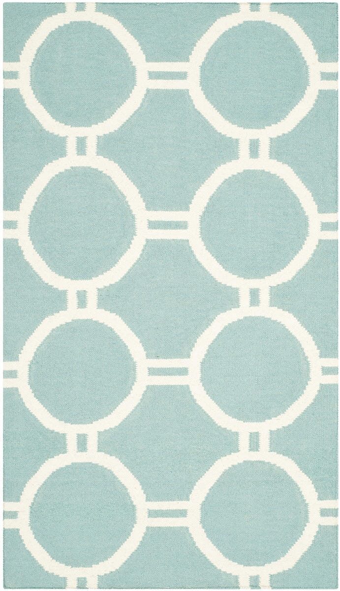 Safavieh Dhurries Dhu636C Light Blue / Ivory Rugs.