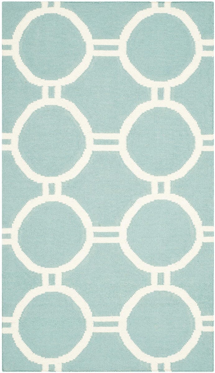 Safavieh Dhurries Dhu636C Light Blue / Ivory Geometric Area Rug