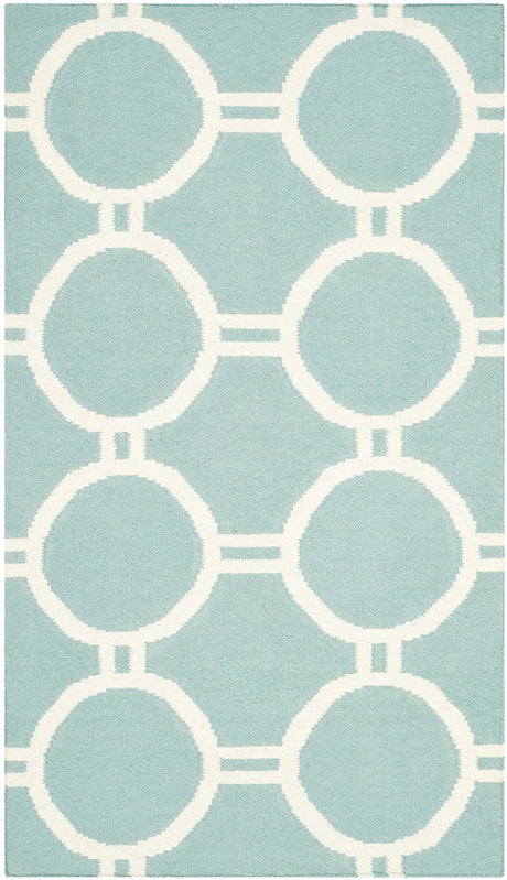 Safavieh Dhurries Dhu636C Light Blue / Ivory Rugs.