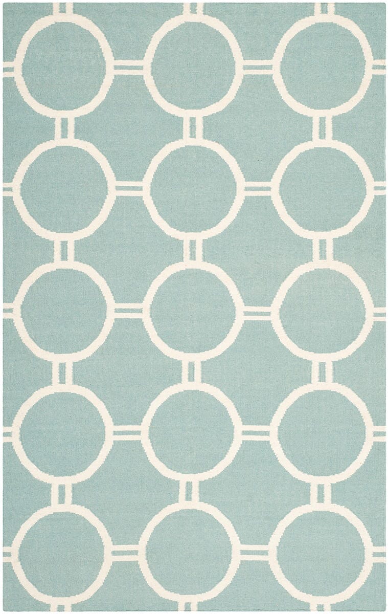Safavieh Dhurries Dhu636C Light Blue / Ivory Rugs.