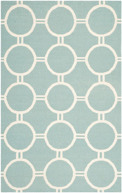 Safavieh Dhurries Dhu636C Light Blue / Ivory Geometric Area Rug