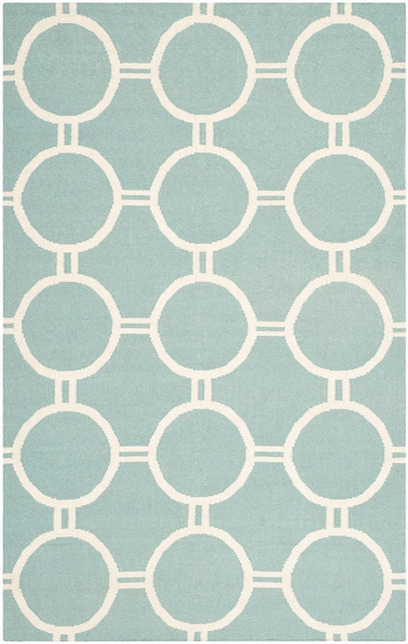 Safavieh Dhurries Dhu636C Light Blue / Ivory Rugs.