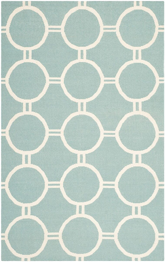 Safavieh Dhurries Dhu636C Light Blue / Ivory Geometric Area Rug