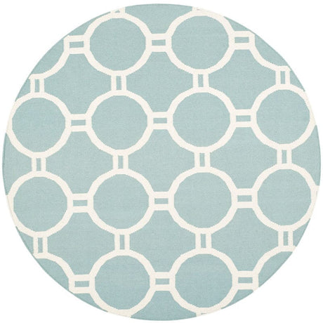 Safavieh Dhurries Dhu636C Light Blue / Ivory Rugs.