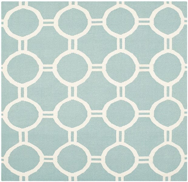 Safavieh Dhurries Dhu636C Light Blue / Ivory Geometric Area Rug