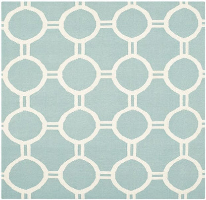 Safavieh Dhurries Dhu636C Light Blue / Ivory Geometric Area Rug