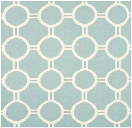 Safavieh Dhurries Dhu636C Light Blue / Ivory Rugs.