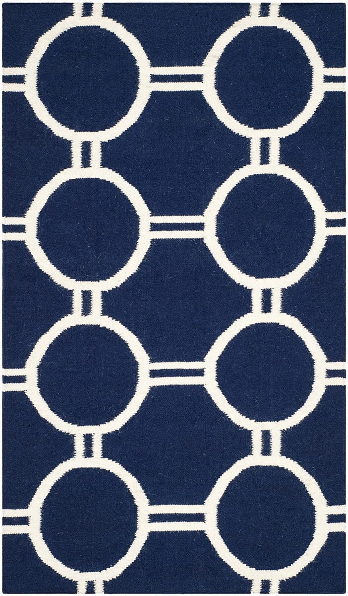 Safavieh Dhurries Dhu636D Navy / Ivory Geometric Area Rug