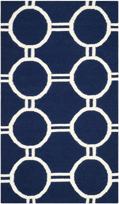 Safavieh Dhurries Dhu636D Navy / Ivory Geometric Area Rug