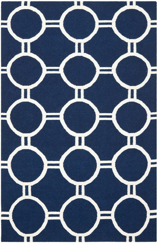 Safavieh Dhurries Dhu636D Navy / Ivory Geometric Area Rug