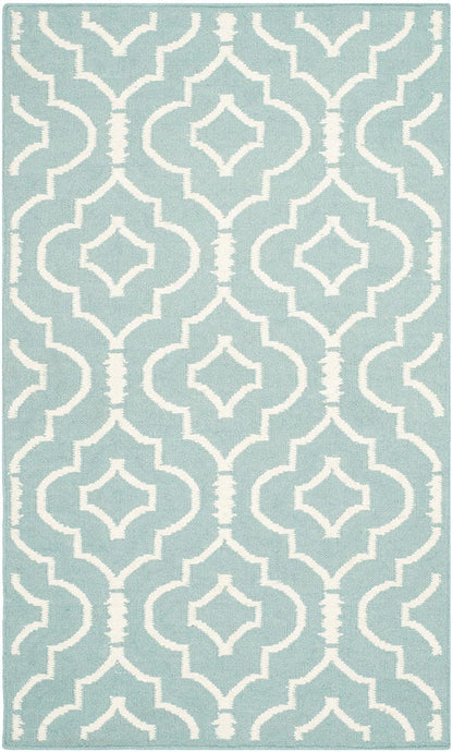 Safavieh Dhurries Dhu637C Light Blue / Ivory Geometric Area Rug