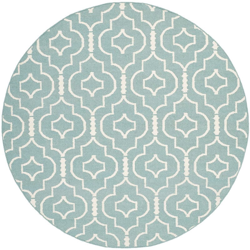 Safavieh Dhurries Dhu637C Light Blue / Ivory Geometric Area Rug