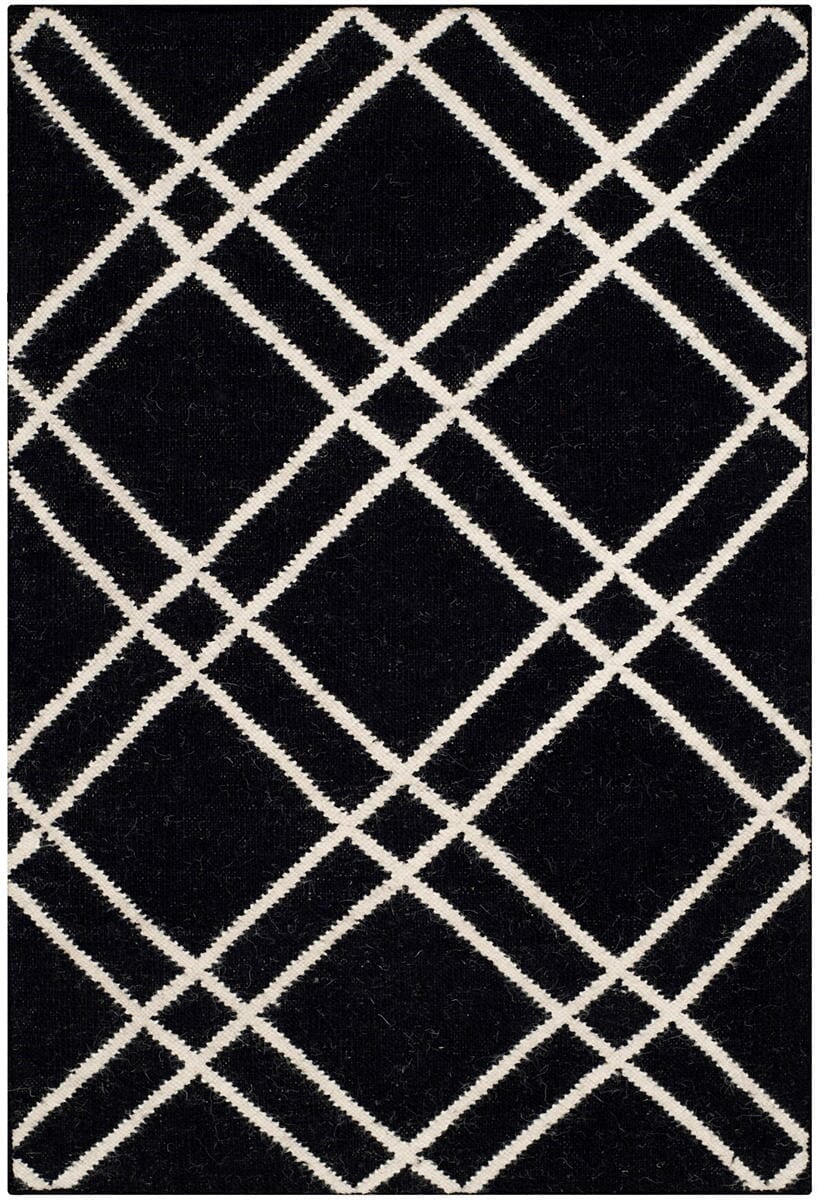 Safavieh Dhurries Dhu638A Black / Ivory Geometric Area Rug