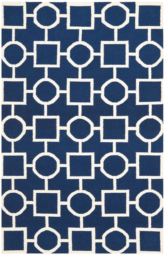 Safavieh Dhurries Dhu639D Navy / Ivory Geometric Area Rug