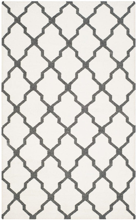 Safavieh Dhurries Dhu645B Ivory / Charcoal Geometric Area Rug