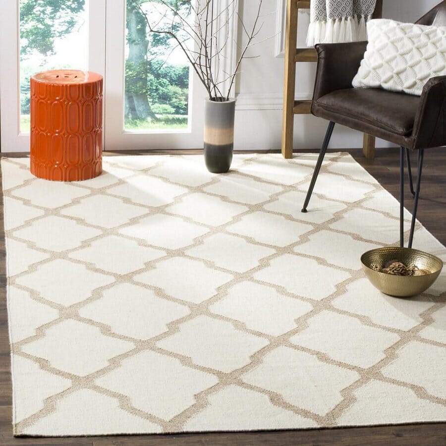 Safavieh Dhurries Dhu645C Ivory / Camel Geometric Area Rug