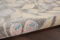 Nourison Tranquil Tra03 Grey / Beige Floral / Country Area Rug
