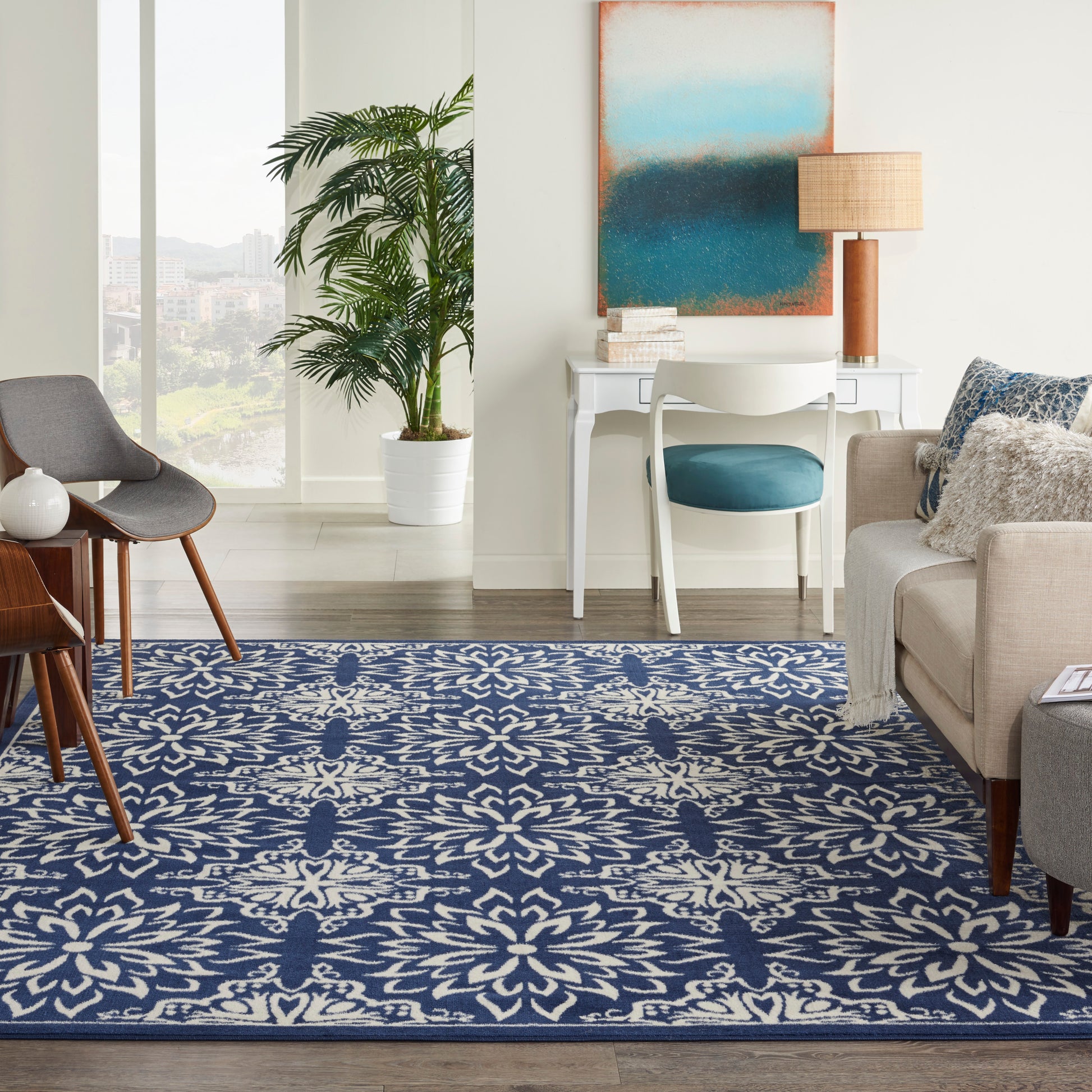 Nourison Jubilant Jub06 Navy/Ivory Area Rug