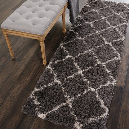 Nourison Luxe Shag Lxs02 Dark Grey Shag Area Rug