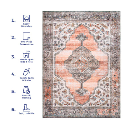 AreaRugs.com Wavaj Nwa1042C Peach Area Rug